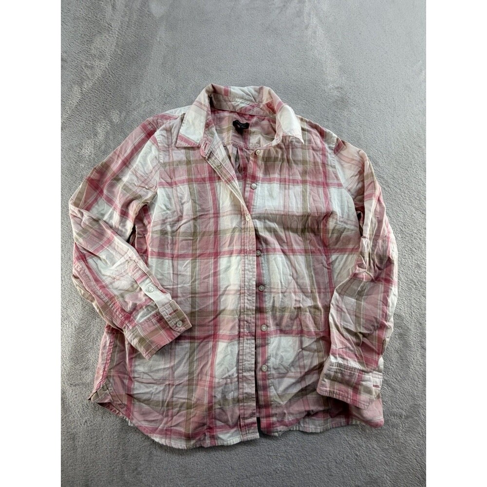 Talbots Button Down Shirt Womens M Petites Multi-Color Plaid v neck